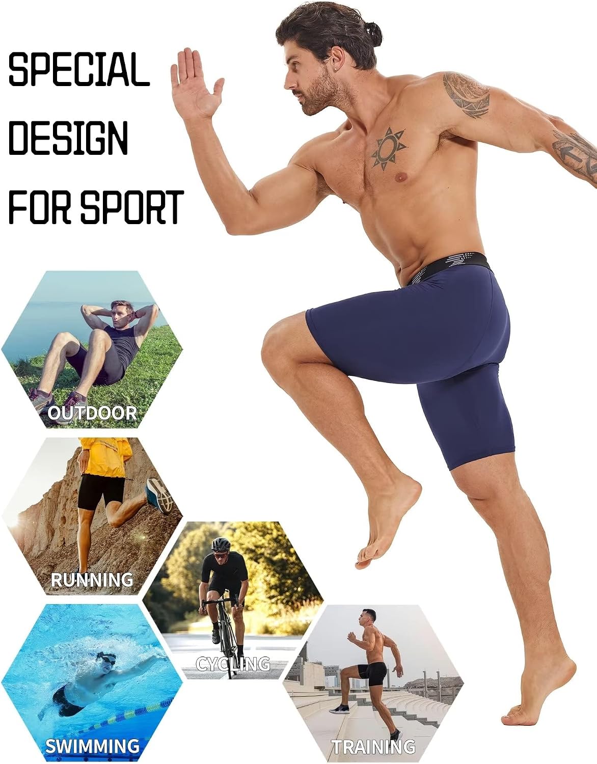 Compression Shorts Men Spandex Athletic Underwear Boxer Brief Base Layer