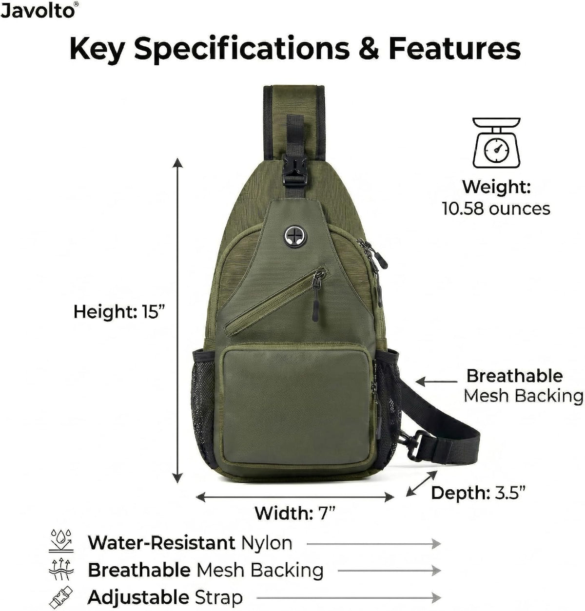 Javolto Crossbody Sling Bag,Small Backpack Men,Hands-Free Shoulder Daypack