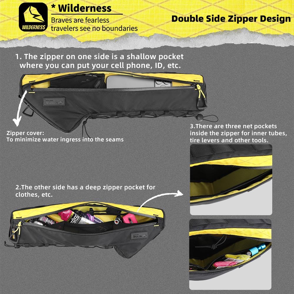Rhinowalk Bicycle Front Frame Bag Bike Under Top Tube Triangle Bag Lightweight 1.7L Cycling Accessories Nylon Pack Pouch for Mountain Road Bike