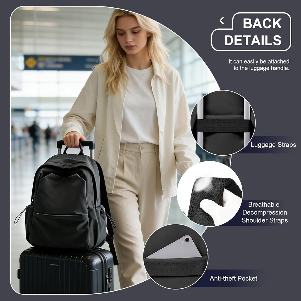 coofay Black Backpack for Women, Small School Backpack for College