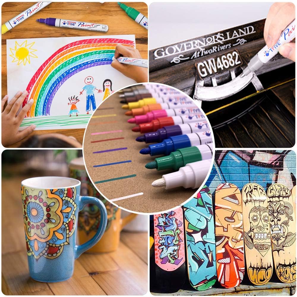 TFIVE Oil Based Paint Markers 54 Colors, Permanent Paint Pens Medium Tip