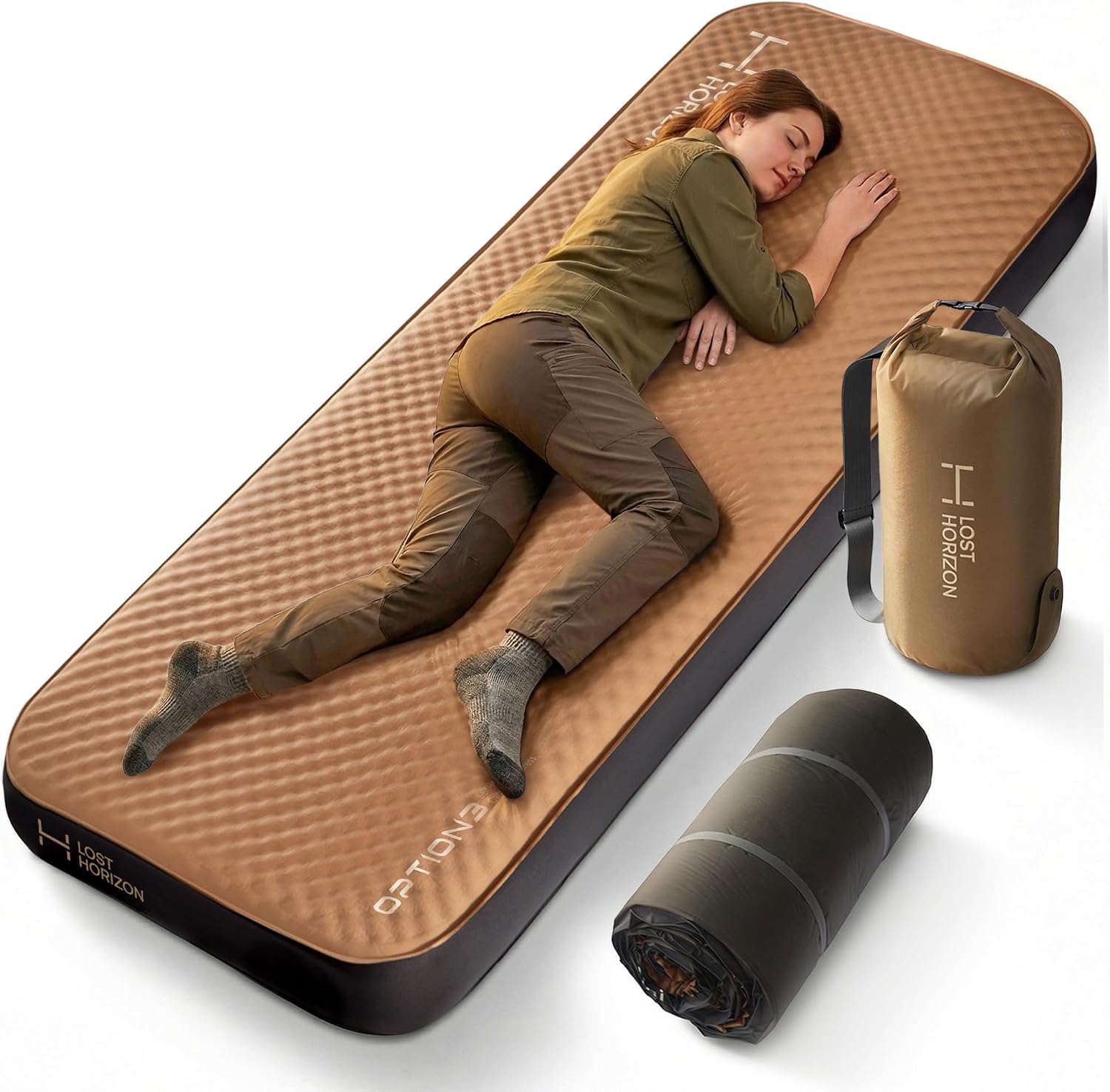 Lost Horizon Option3 Self-Inflating Foam Camping Mattress, Single, 4.5"