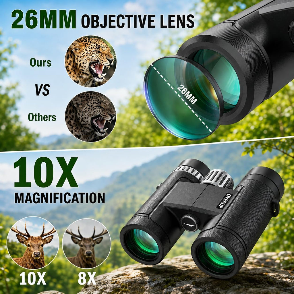 10x26 Compact Binoculars for Adults Travel Cruise Ship Birding Waterproof