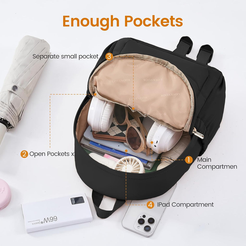 LOVEVOOK Small Backpack Purse for Women, Mini Puffer Lightweight Backpack, Casual Daily Daypack Purse for Women, back pack with Anti-theft Pocket for Travel