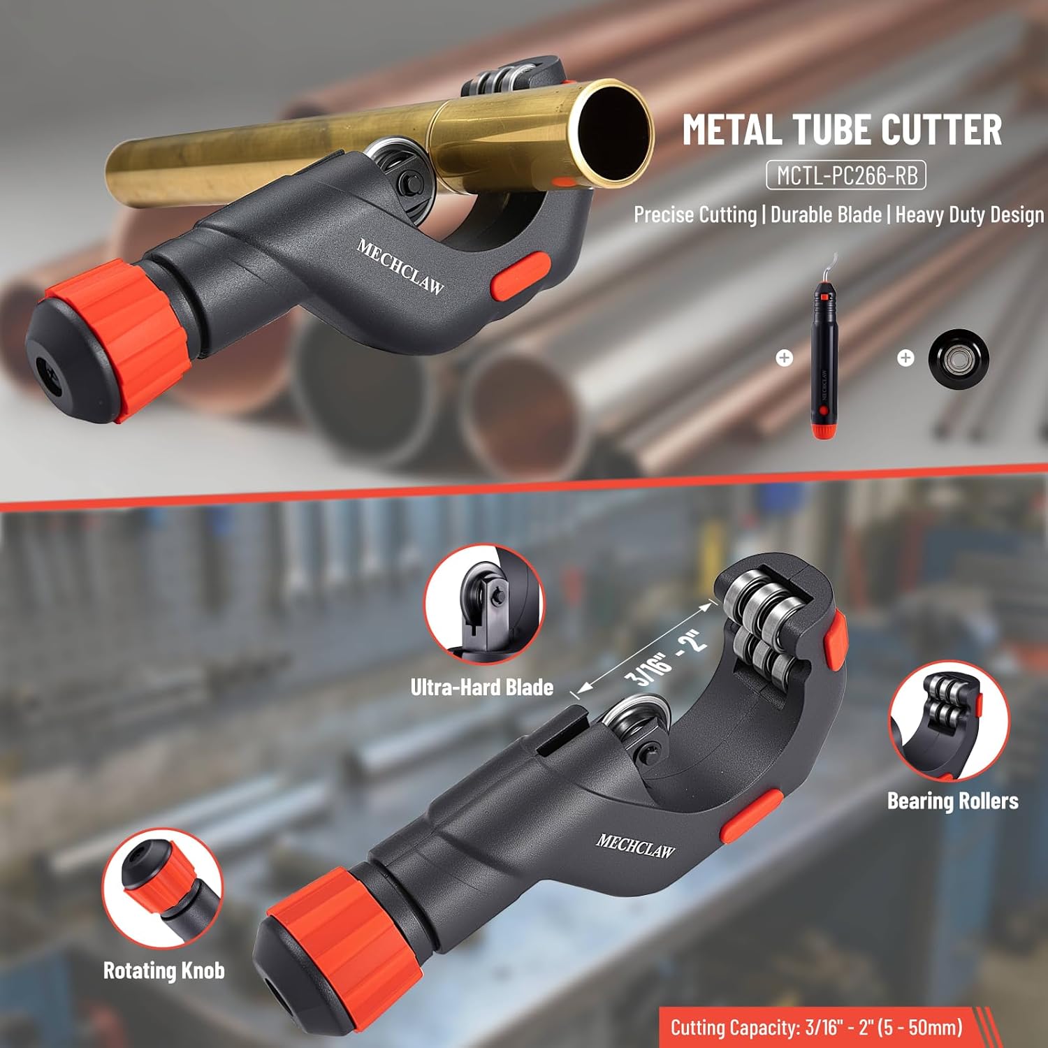 Heavy Duty Tube Cutter, Cuts 3/16 to 2 Inch Outer Diameter Tubes