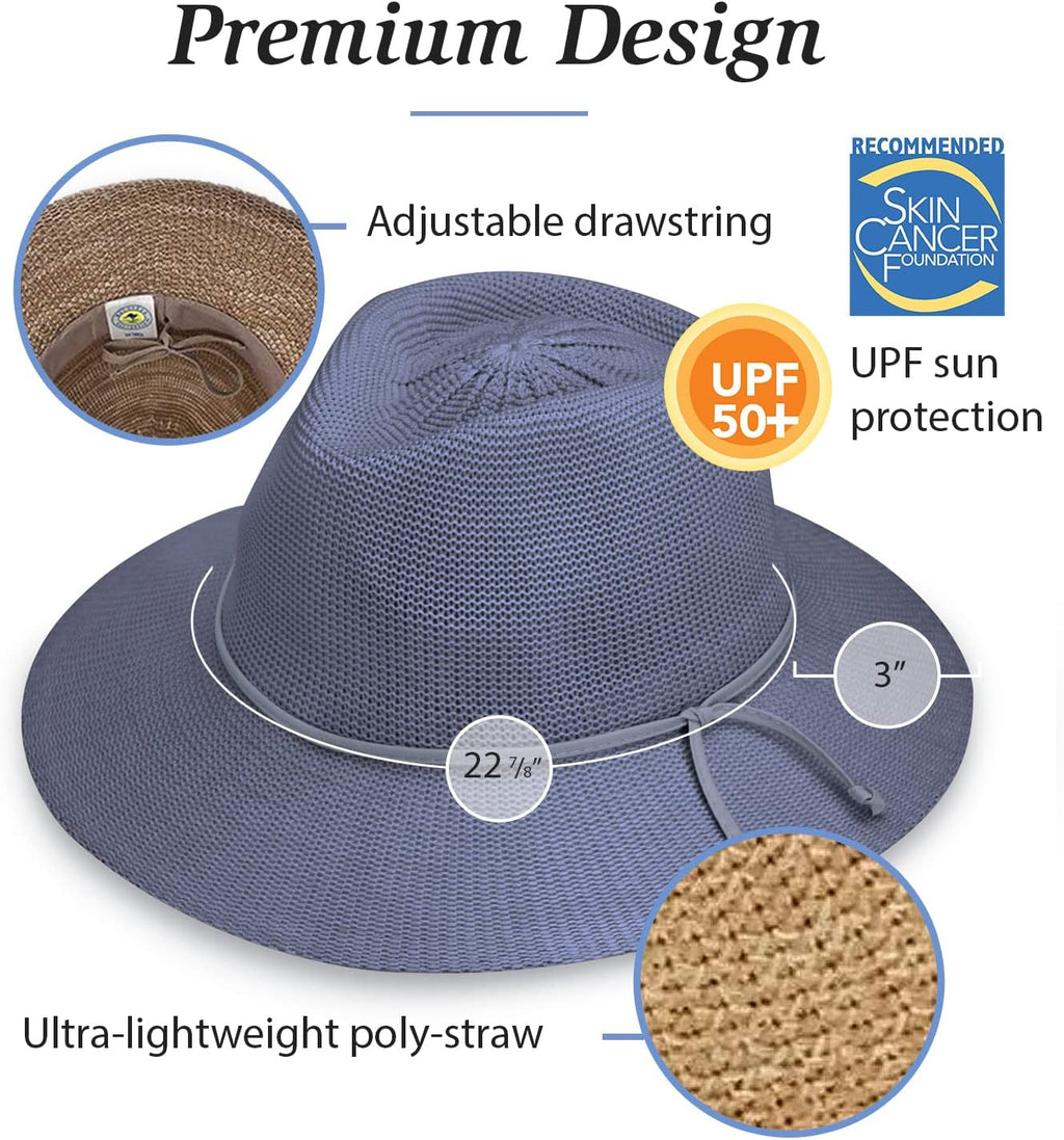 Wallaroo Hat Company Women's Victoria Fedora – UPF 50+ UV Protection, Wide Brim, Packable & Adjustable Sun Hat
