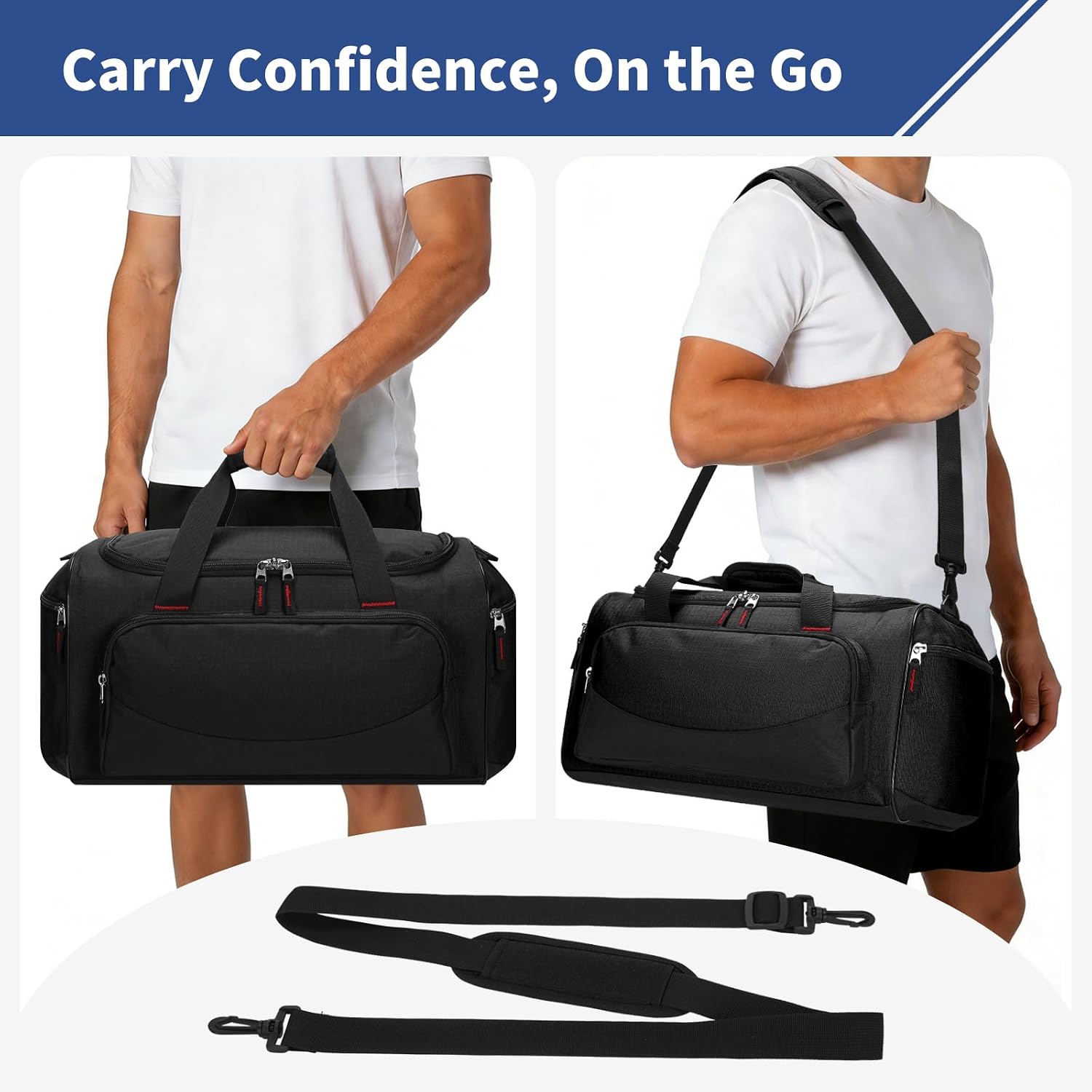30L Gym Sport Duffle Bag, 17 inch, Black