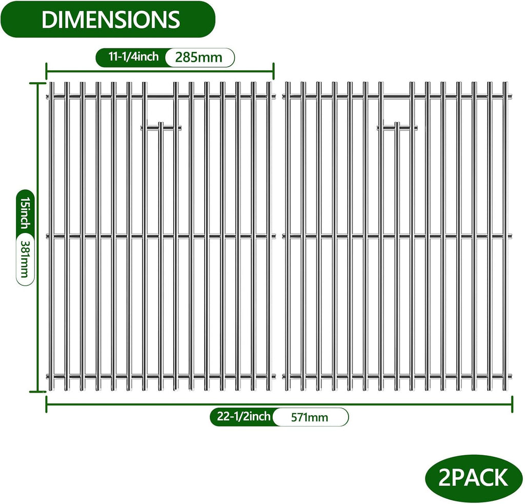 15 inch Cooking Grid Grate for Weber Spirit 200 210 with Side Control, Spirit 500, Genesis Silver A, Grill Replacement Parts for Kenmore, Weber 7521 7522 7523 65904 65905, Stainless Steel Grill Grate
