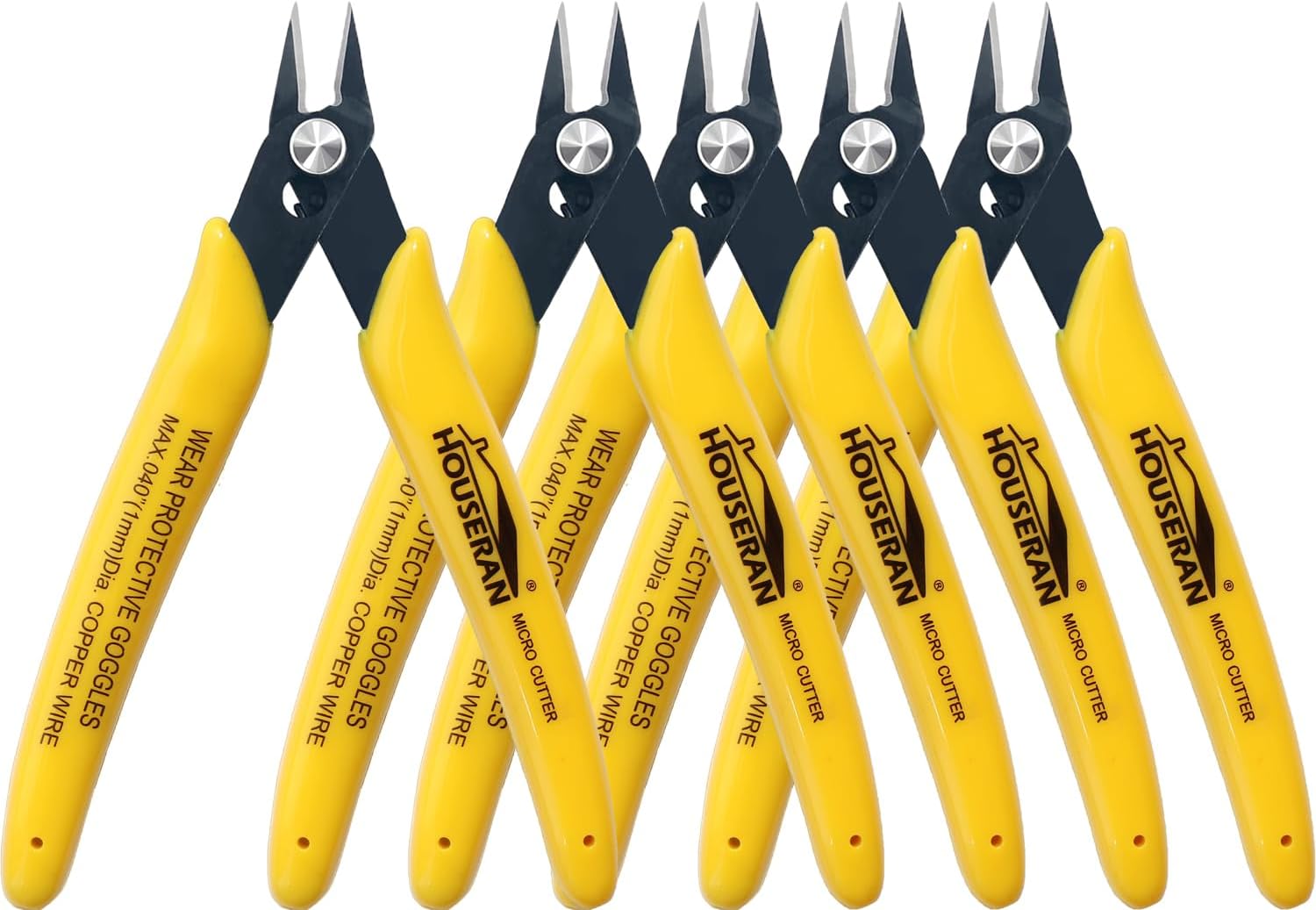 5 Pack Flush Wire Cutters Snips, 5 Inch Micro Flush Cutting Pliers