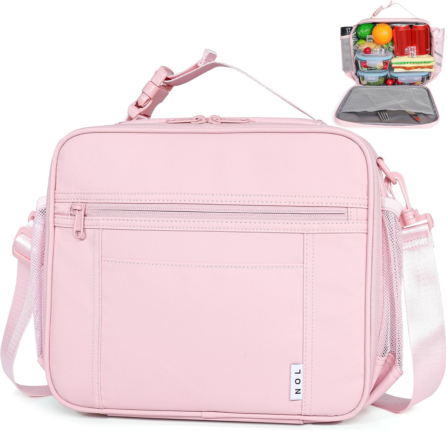 NOL Lightweight Insulated Lunch Bag, Reusable Lunch Box 7L Cooler with Adjustable Shoulder Strap, Waterproof Zipper Lunch Bag for School & Work, Suitable for Men, Women and Kids