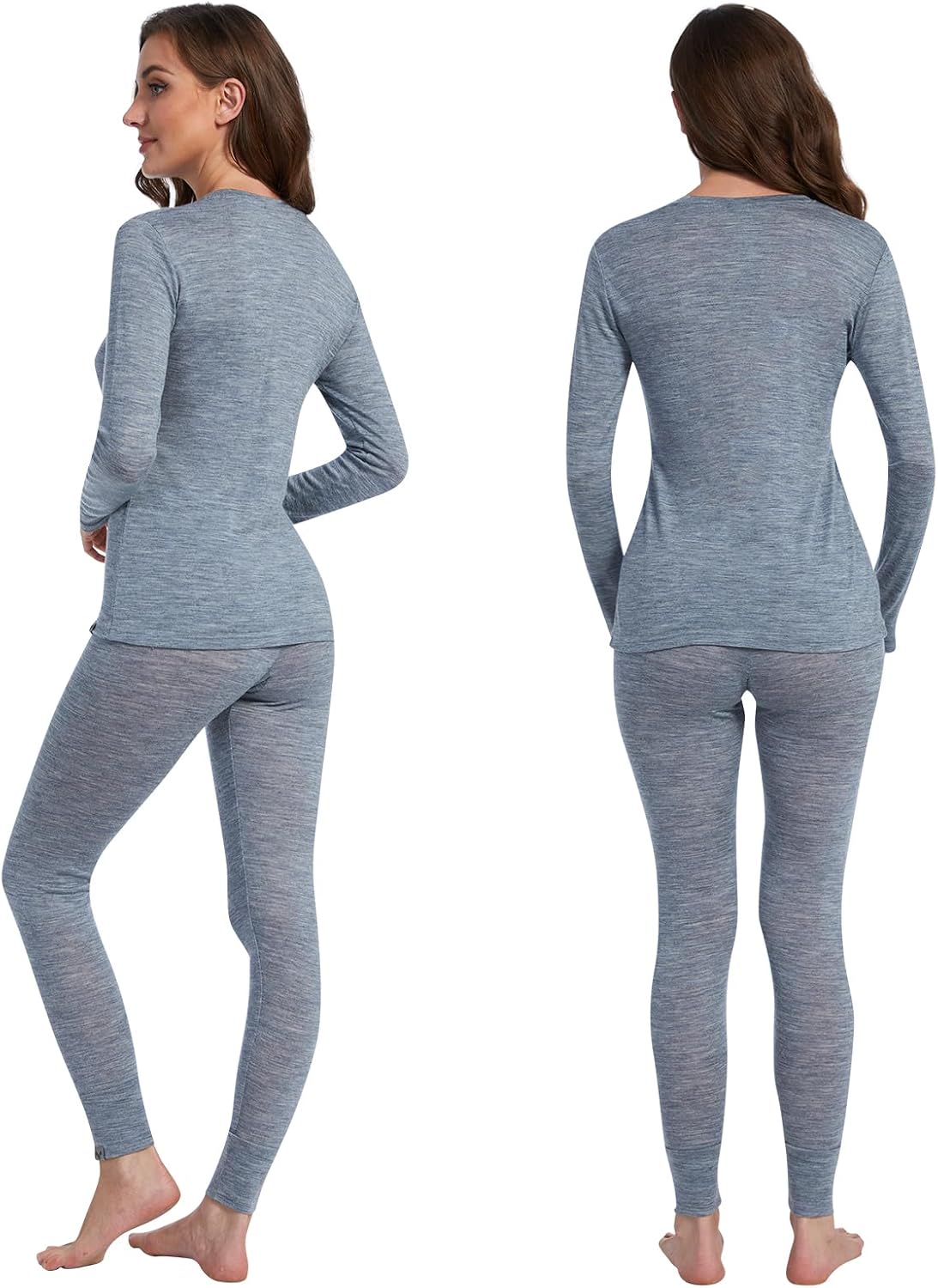 100% Merino Wool Base Layer Set Women - Thermal Underwear Long Johns PJs
