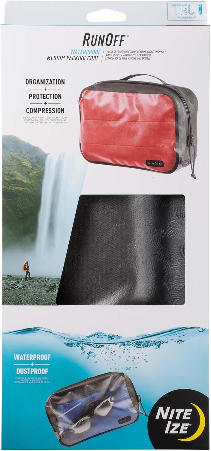 Nite Ize RunOff Waterproof Packing Cube - Waterproof Packing Cube for Travel - Dry Travel Bag with Compression - Charcoal, Medium