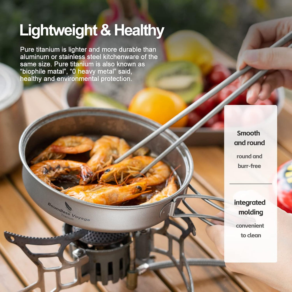iBasingo Titanium Camping Cookware Ultralight Backpacking Pot Pan Set