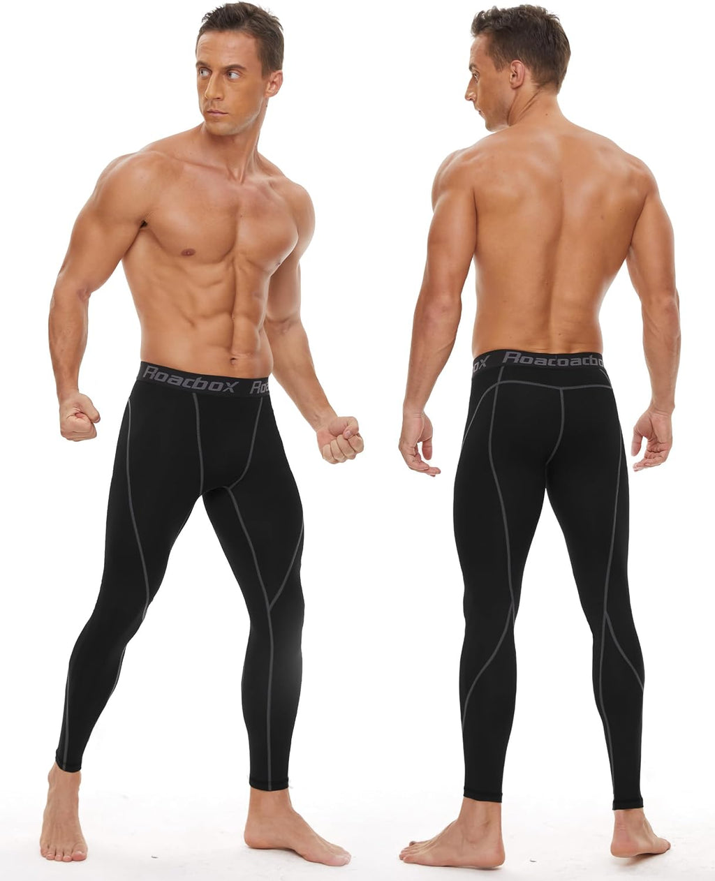 Roadbox 3 Pack Compression Pants Men, Performance Running Workout Leggings