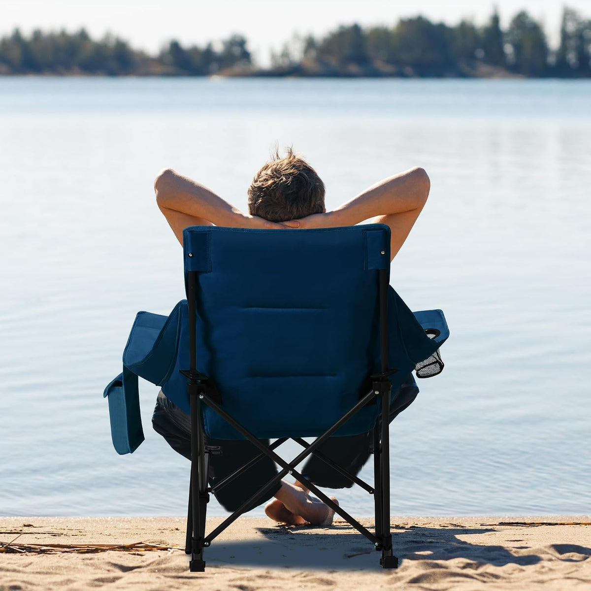 Unisakey Oversize Foldable Rocking Camping Chair300lbs Capacity,Blue