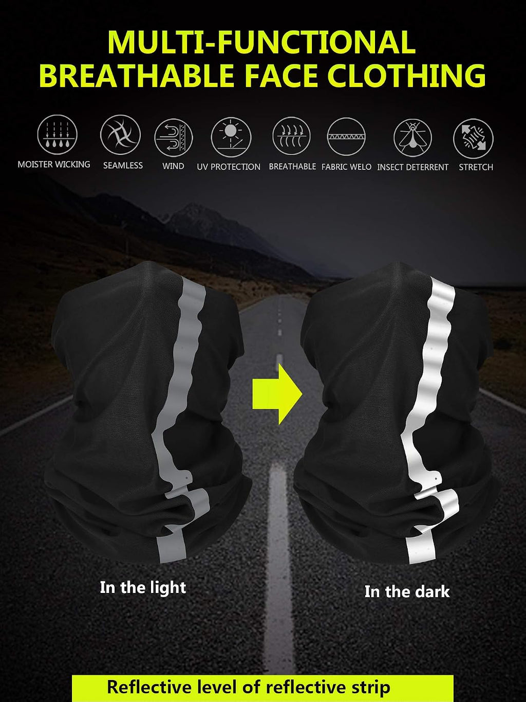 SATINIOR 8 Pack Reflective Neck Gaiters UV Protection Cooling Face Masks