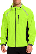 Bikewa Men's Cycling Rain Jackets Waterproof Running Bike Windbreaker Lightweight Packable Hooded Jacket