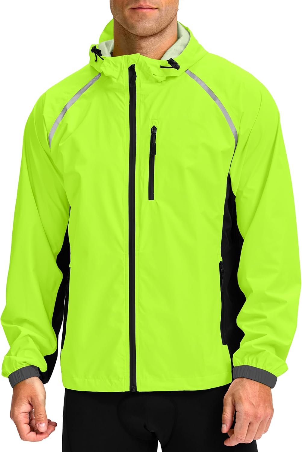 Bikewa Men's Cycling Rain Jackets Waterproof Running Bike Windbreaker Lightweight Packable Hooded Jacket