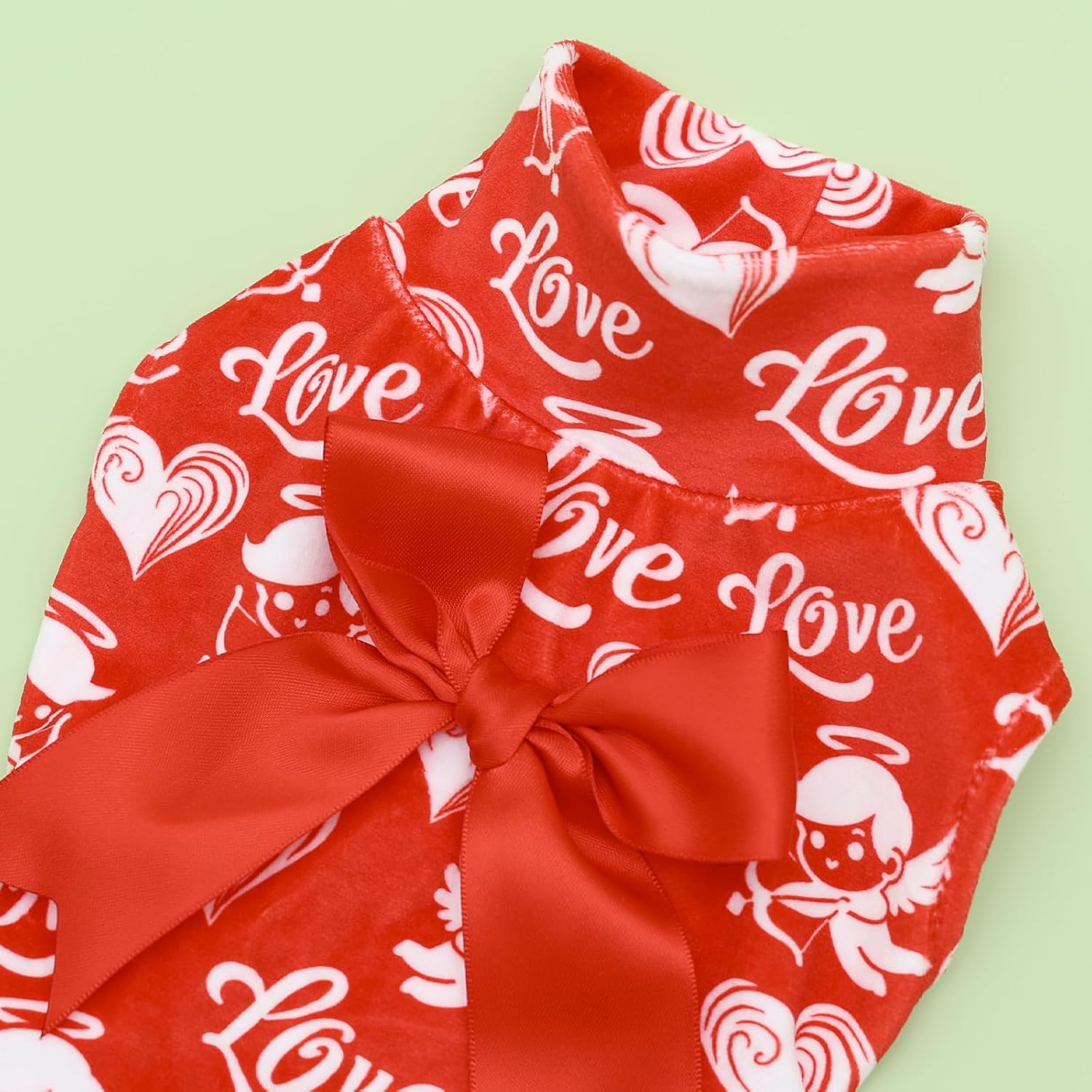 CuteBone Turtleneck Dog Velvet Dress Valentine's Day Puppy Skirt Costume Pet Clothes Cat Apparel with Bow Hair Rope for Small Dogs CVD19S