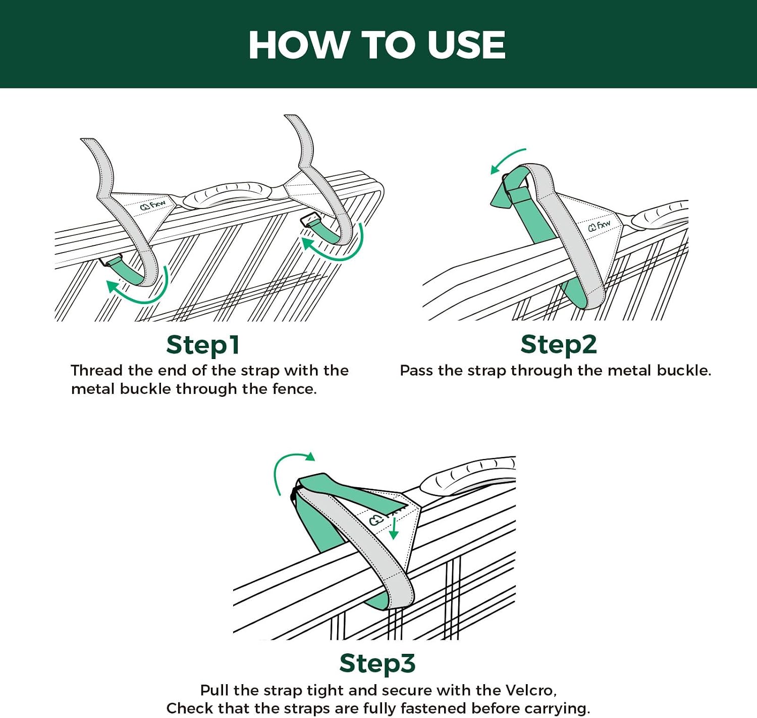 FXW Easy Carry Straps for Dog Playpen, Designed for RV Trips, Green