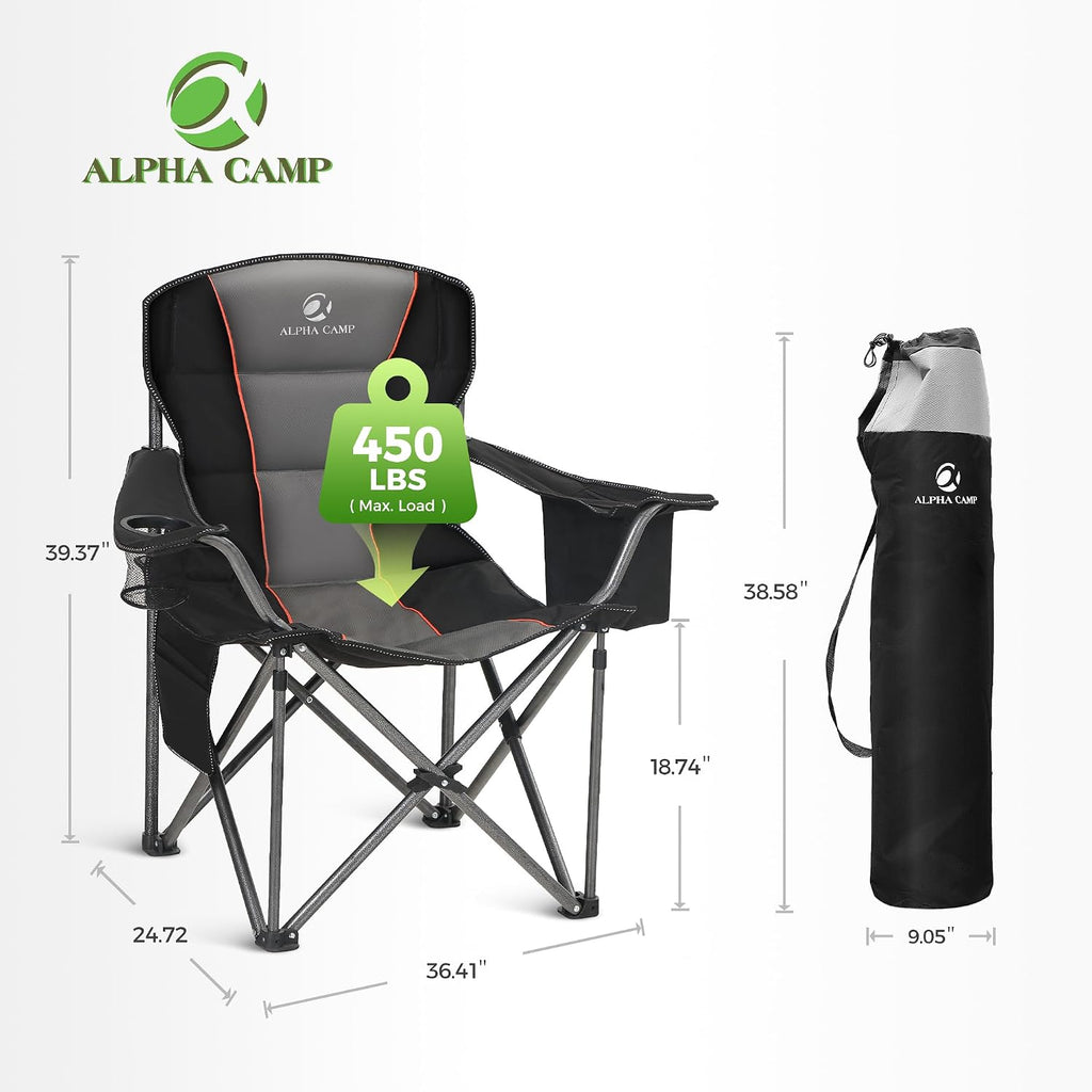 ALPHA CAMP Oversized Fully Padded Camping Chairs with Lumbar Support,1PC