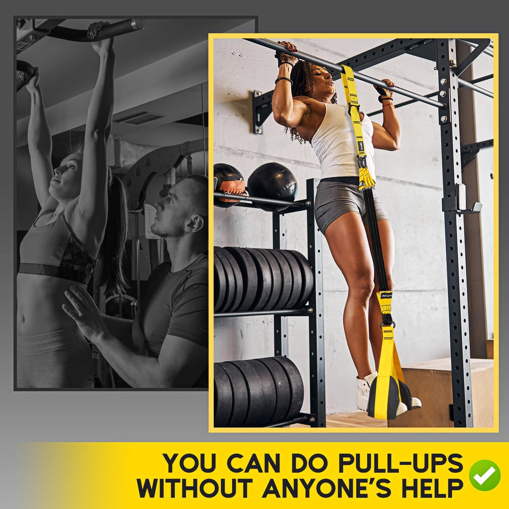 HOXWC Pull Up Assistance Bands, Adjustable Heavy Duty Resistance Band for Pull Up, 3 Pull Up Bands, Comfortable Fabric Feet/Knee Rest, Assistance Bands for Pull-Up, Home Fitness, Body Stretching