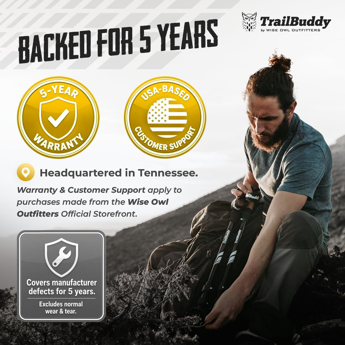 TrailBuddy Trekking Poles – Lightweight 7075 Aluminum Hiking Poles for Women, Men & Seniors – Collapsible Walking Sticks for Travel, Trails & Balance