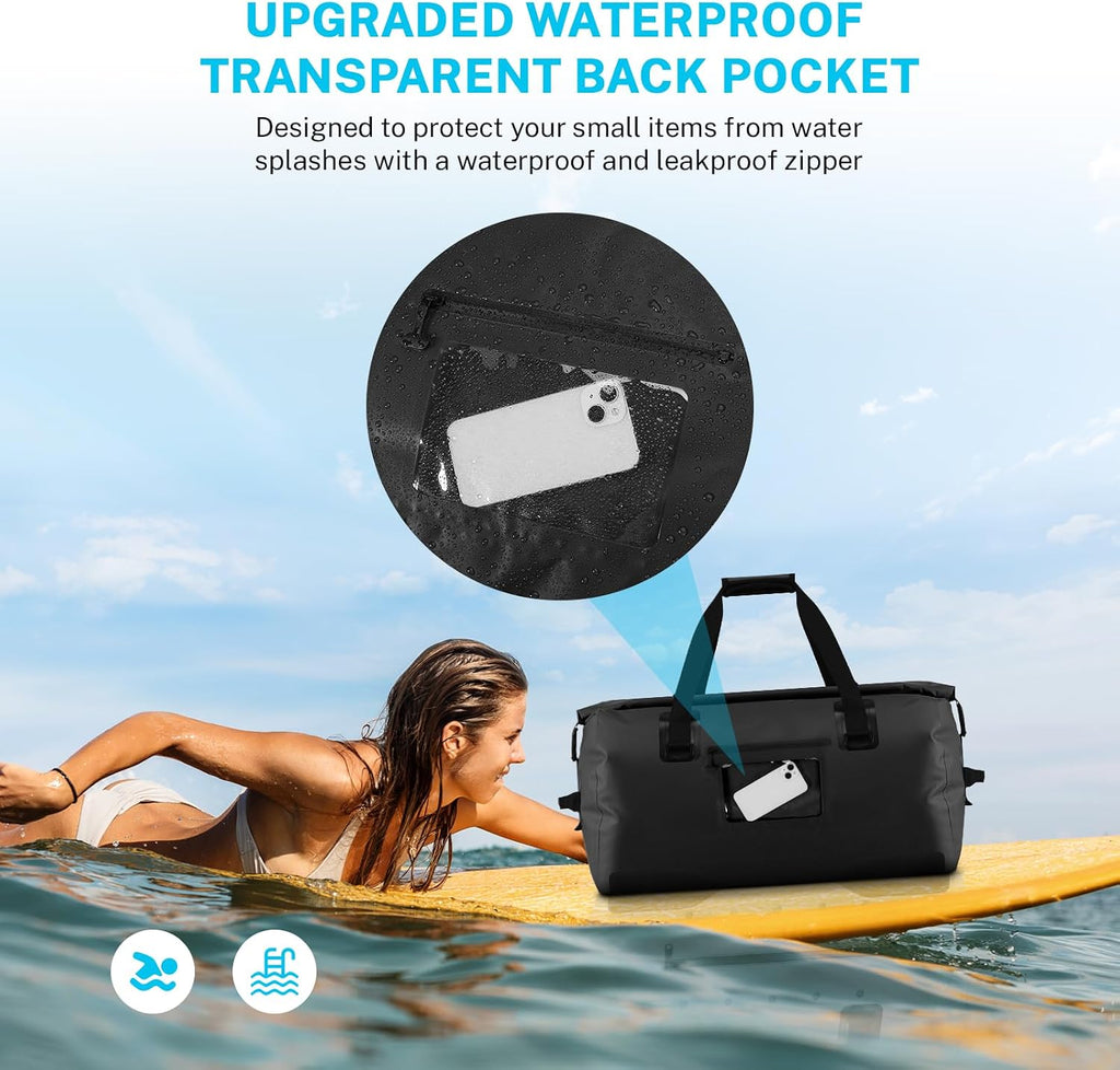 Gonex Waterproof Duffel Bag, 40L/60L/80L Roll-Top Travel Kayaking Dry Bag