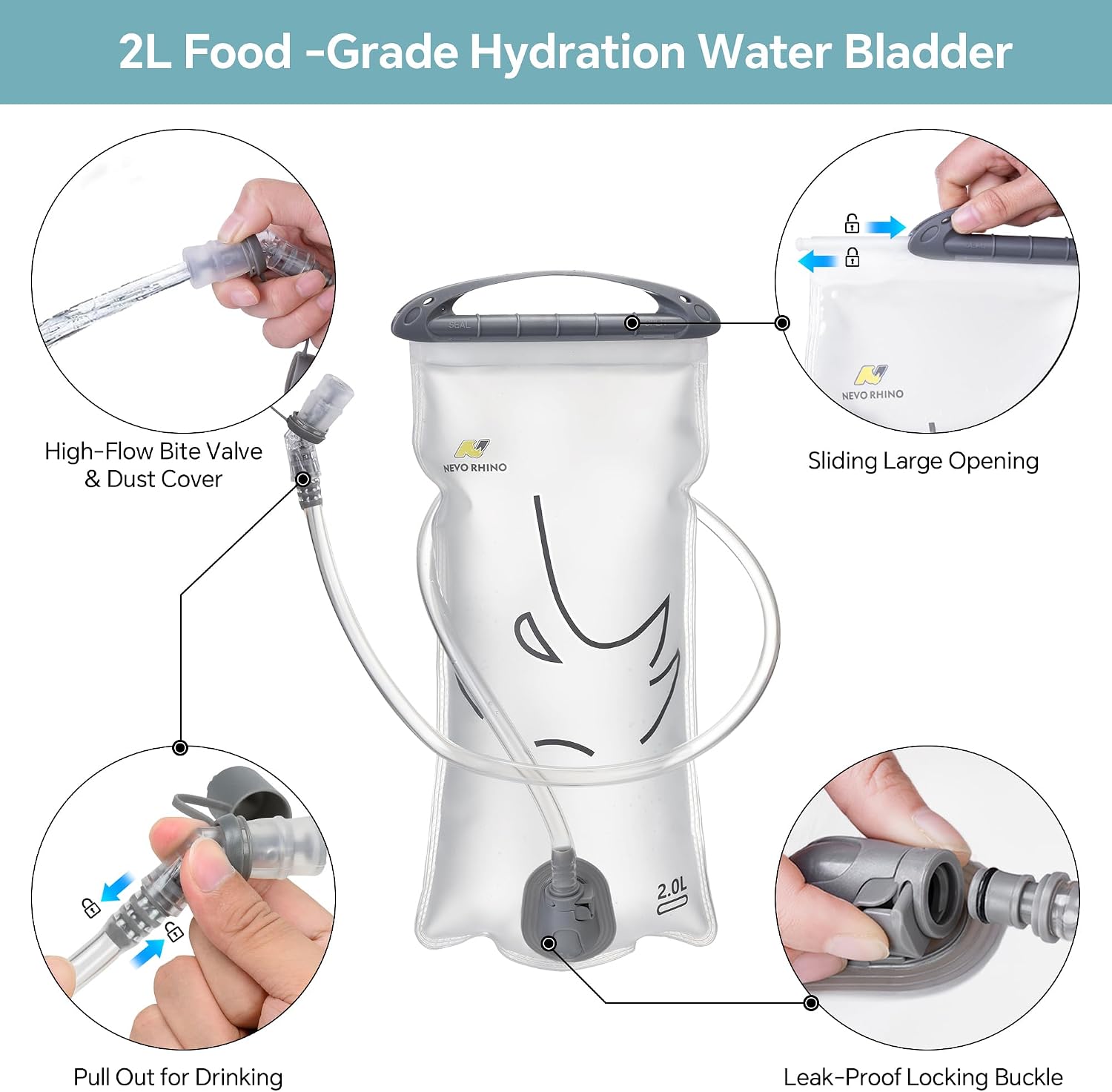 N NEVO RHINO Hydration Bladder 1.5L-3L Kit, Water Bladder for Running Vest