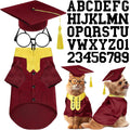 Huhumy 5 Pcs Dog Graduation Costume Set Include 2026 Pet Graduation Gown with Stole Puppy Grad Cap Lensless Glasses DIY Letter Stickers for Dogs Cats Holiday Costume Accessory(Maroon Yellow,S)