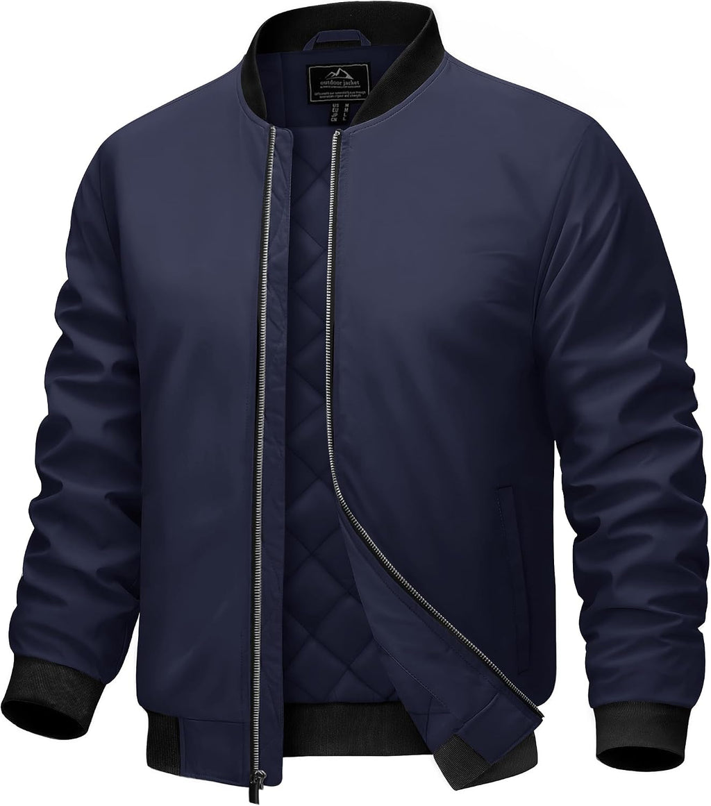 Cotrasen Men's Bomber Jacket Fall Winter Windbreaker Warm Quilted Coats