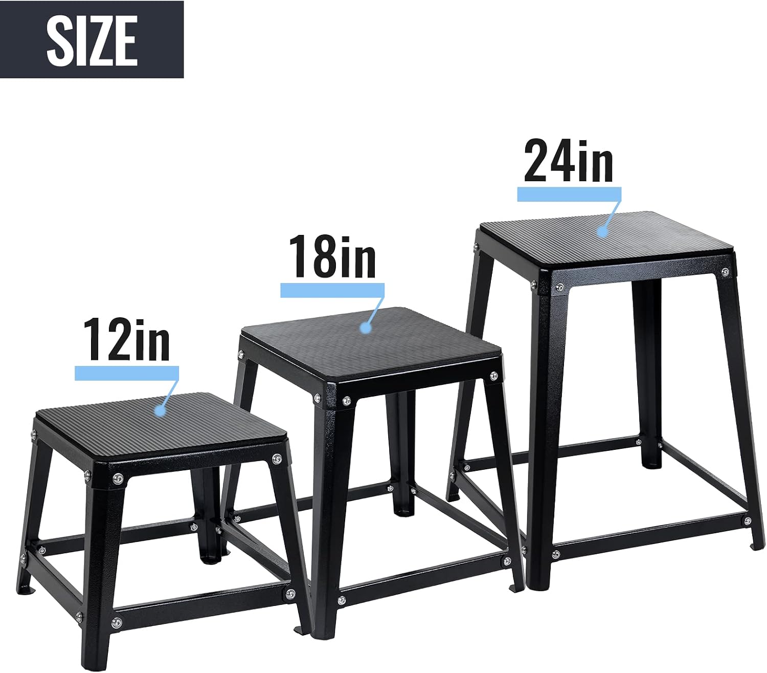 Metal Plyometric Jumping Box, Steel Fitness Exercise Jump Platforms Box for Conditioning Strength and Agility Training, 12 Inch Anti-Slip Workout Step Up Box for Home Gym