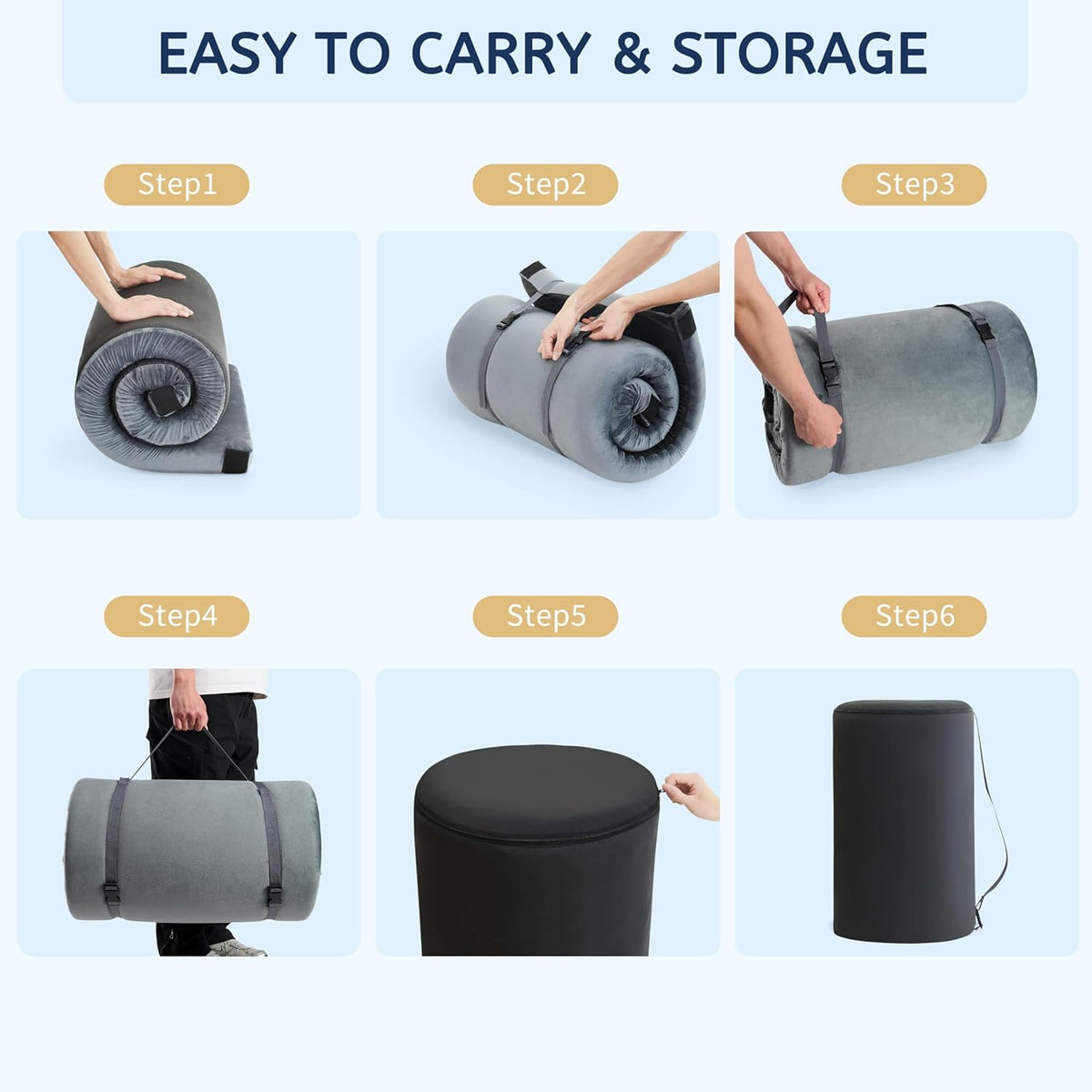 HomeMate Memory Foam Camping Mattress Pad: Portable Car Sleeping Pad