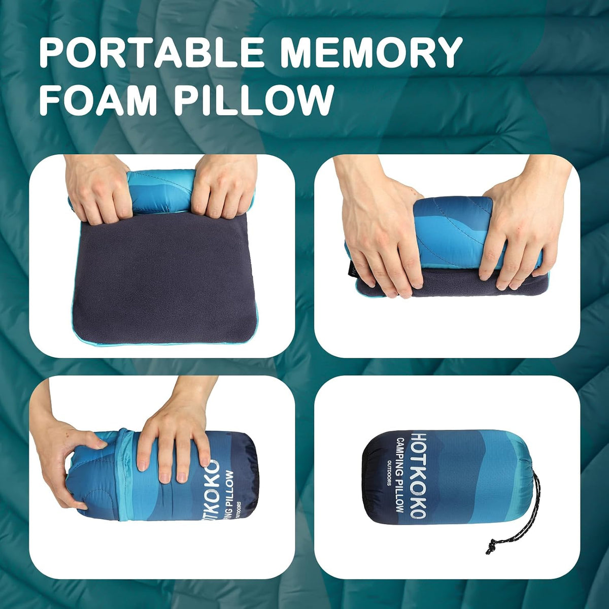 Camping Pillow Memory Foam Travel Pillow Packable Backpacking