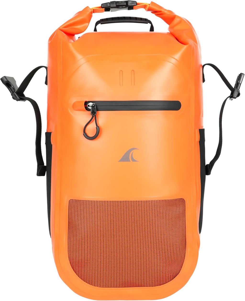 Breakwater Supply™ Meanhigh Dry Bag Waterproof Rolltop Backpack, 25L, Medium/Large, for Water Sports, Boating, Bike, Fishing, Hi-Visibility Safety Orange (Orange)