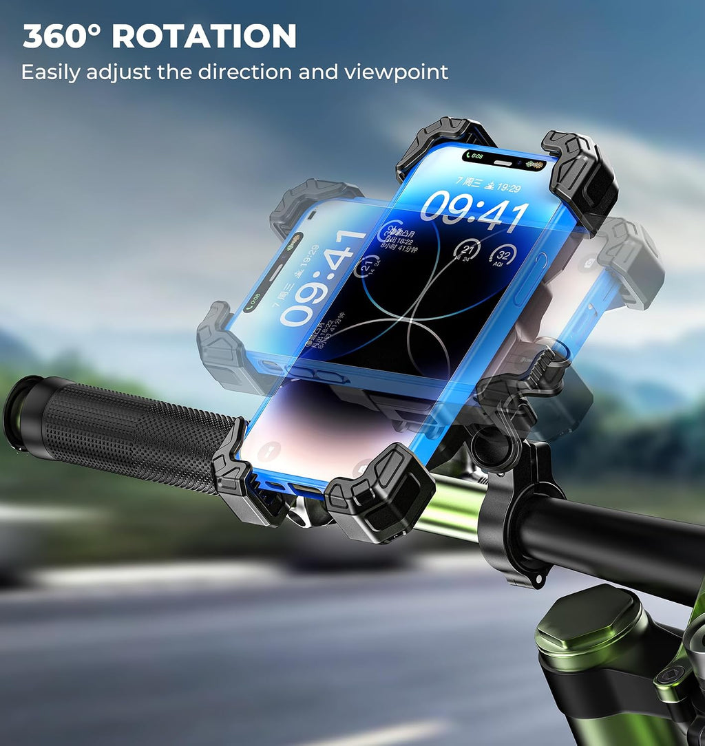 VAZESWIN Motorcycle Bike Phone Mount with Vibration Dampener, 1s Auto Lock