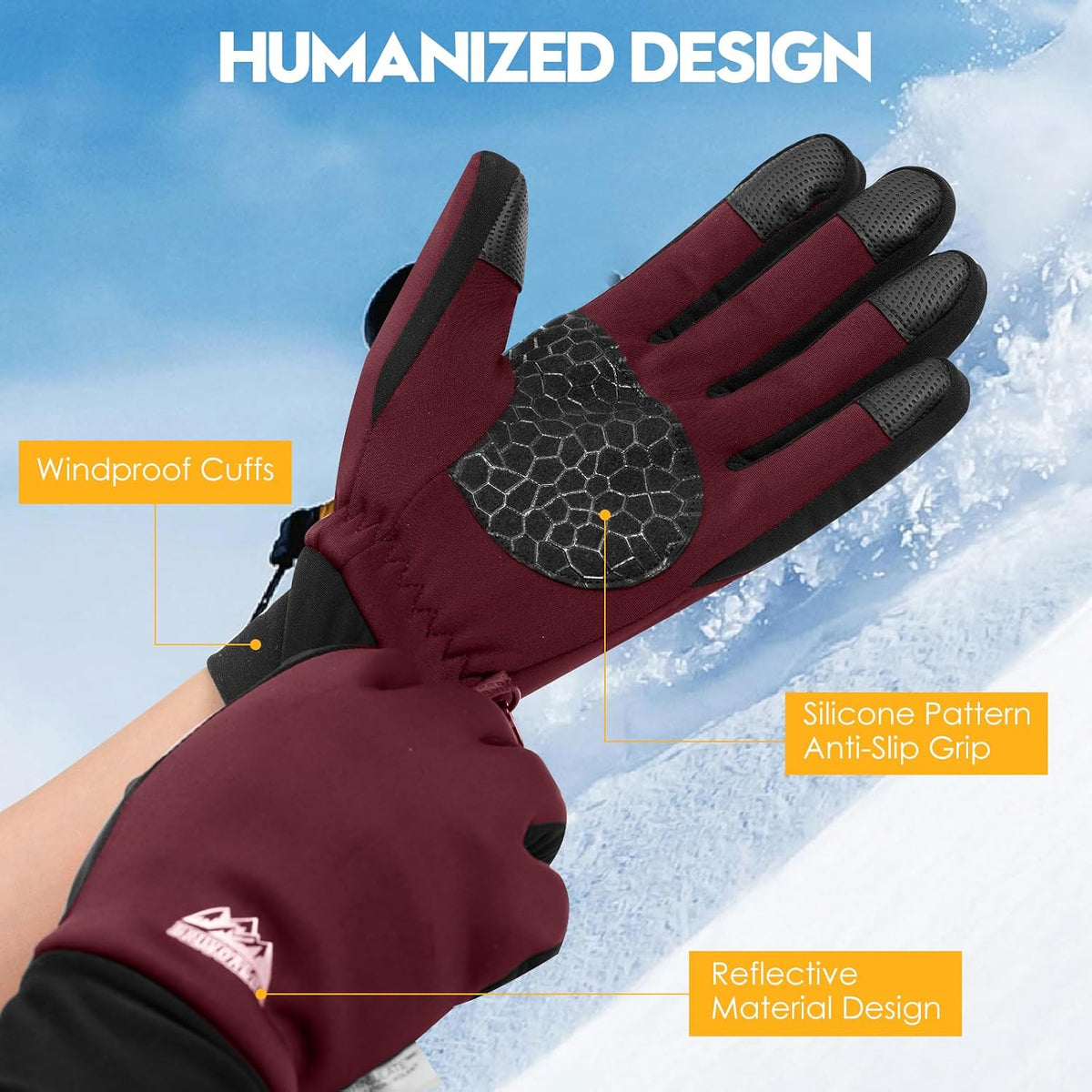 Bruvoalon Winter Gloves for Women & Men, 3M Thermal Insulation, Lycra Fabric, Touchscreen, Anti-Slip