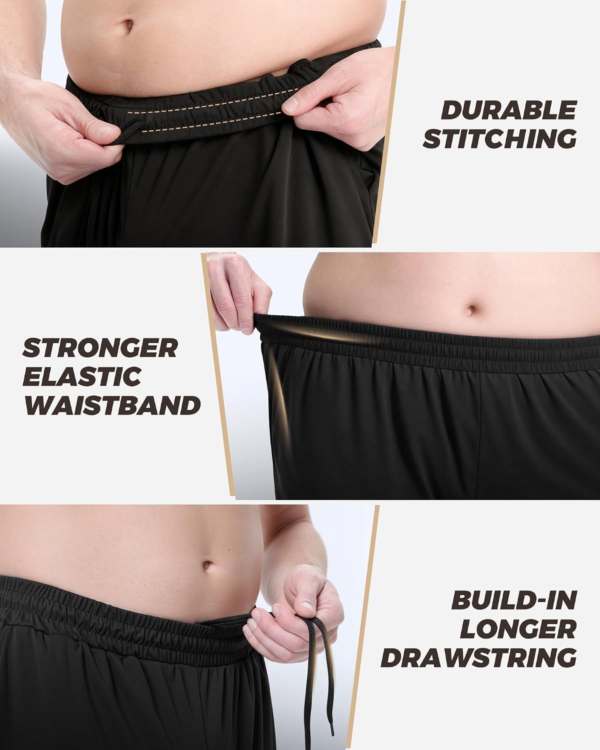 3 Pack Big and Tall Mens Gym Shorts - Basketball Black Athletic (3XL-5XL)