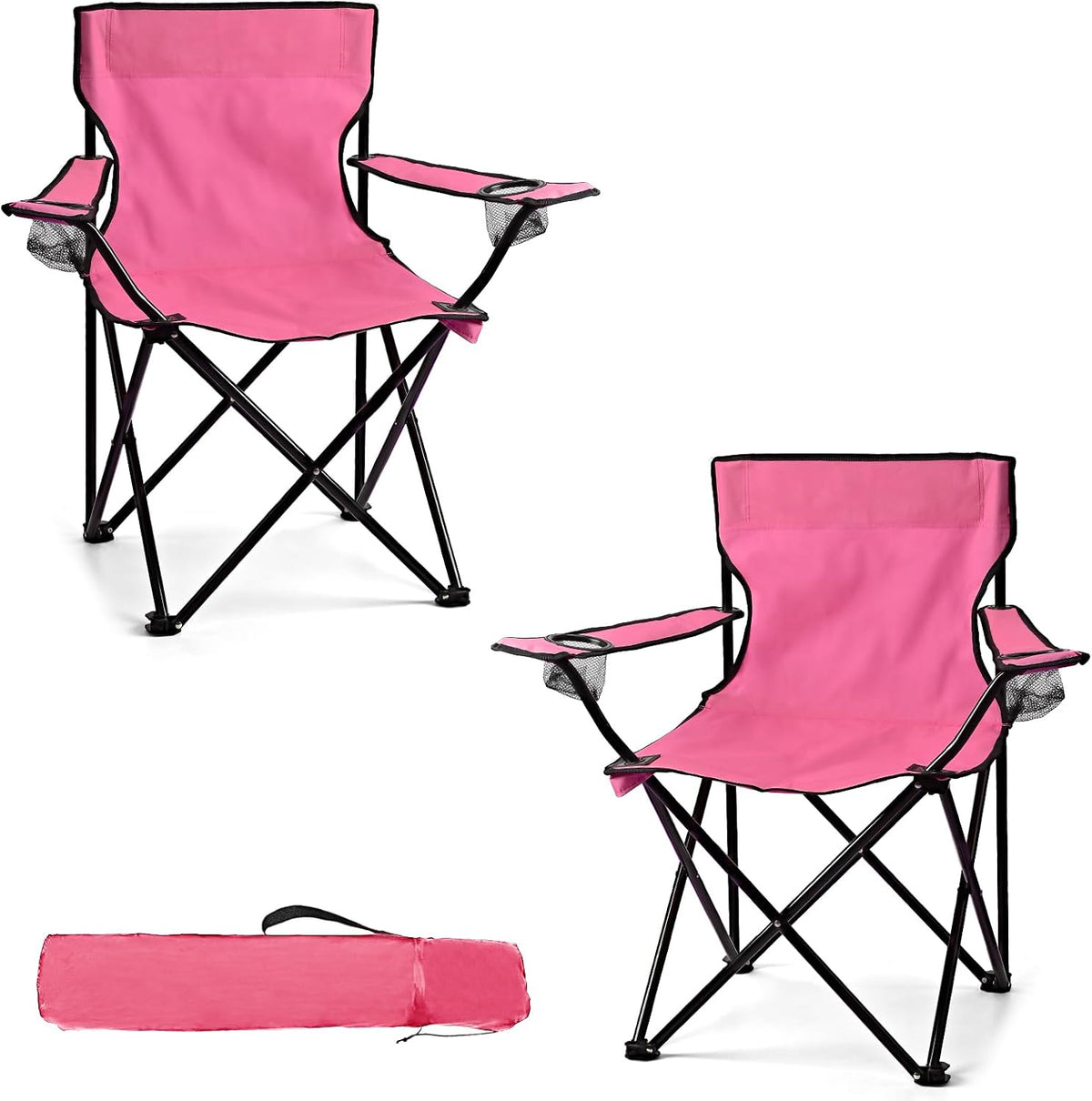 WEIDIORME 2 Pack Lightweight Camping Chairs for Adults & Teens, 250LBS Capacity Foldable Portable Chairs with Carry Bag, Compact Design for Camping, Beach, Picnics, and Outdoor Events