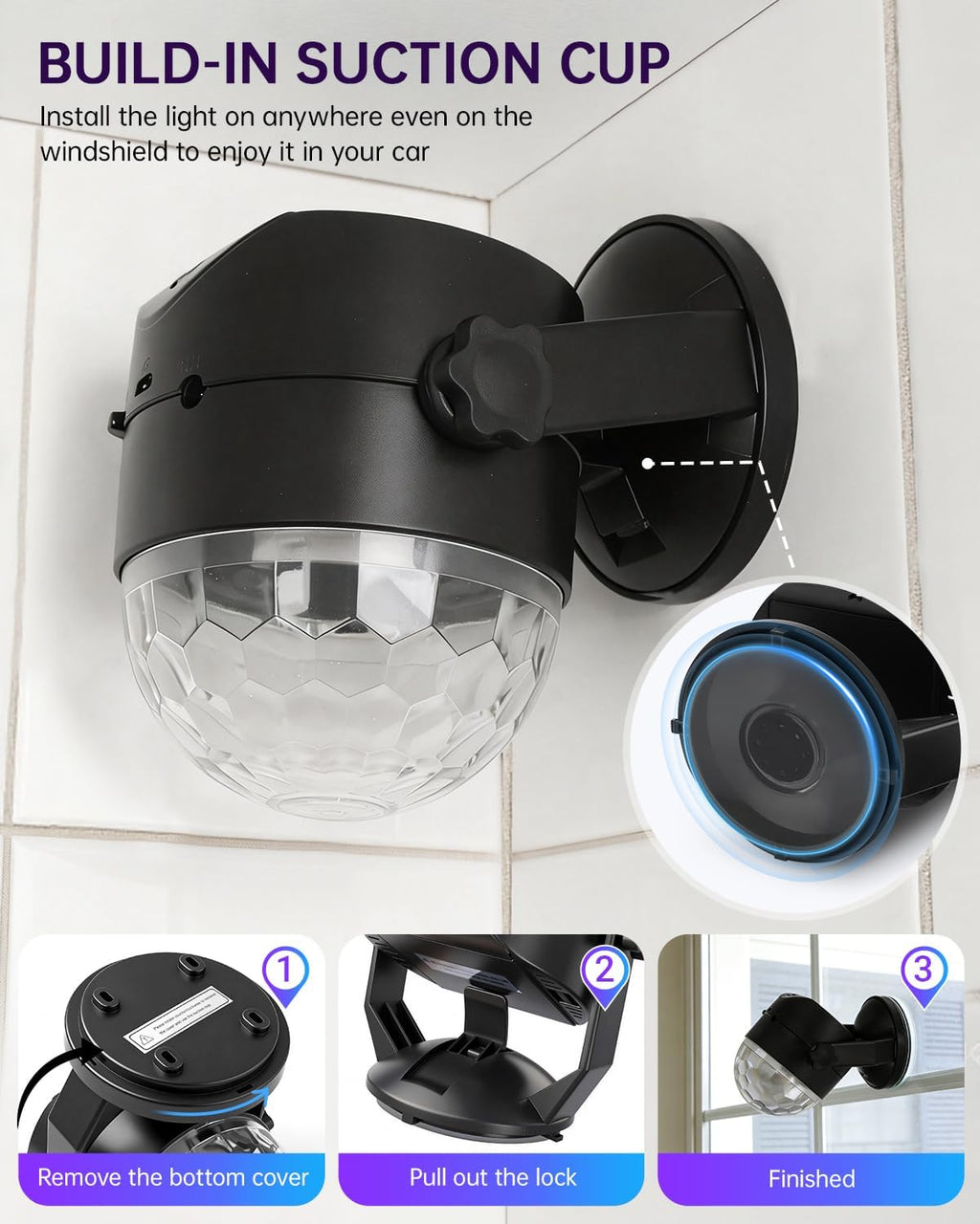 Luditek 2-Pack Portable Sound Activated Party Lights, Battery Powered/USB