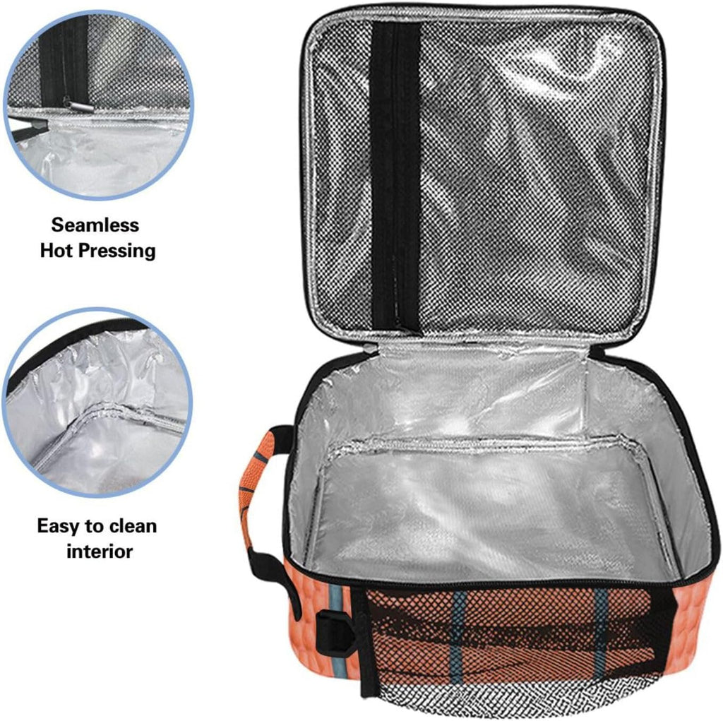 Basketball Texture Lunch Box Insulated Lunch Bag Cooler Tote Bag