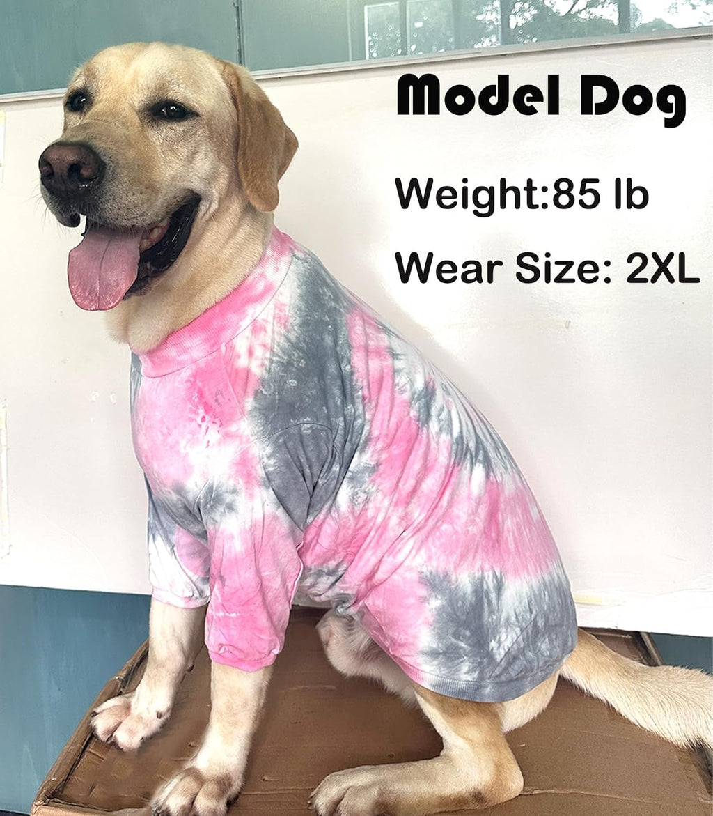 Dog Cotton Pink Tie Dye T-Shirts Soft and Stretchy Breathable Pet Shirt Pajamas Pets Clothes for Large Dogs,3XL Pink Tiedye