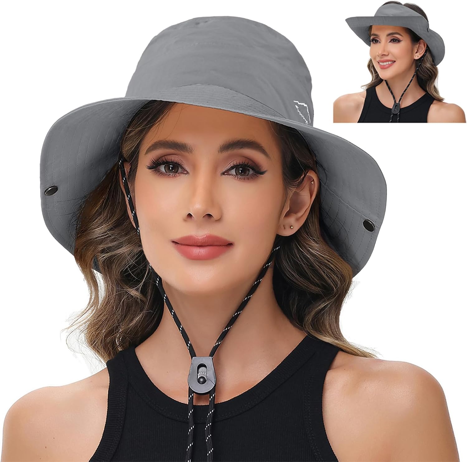 Sun Hats for Women Bucket Hat UV Protection Fishing Hat Wide Brim Safari Hats 2 in 1 Zip-Off Sun Visor Hats UPF 50+