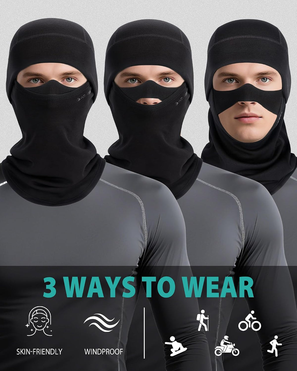 AOPREL Balaclava Ski Mask for Men & Women, Modal Wool Blend Soft Face Mask