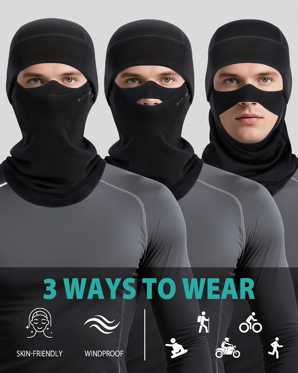 AOPREL Balaclava Ski Mask for Men & Women, Modal Wool Blend Soft Face Mask