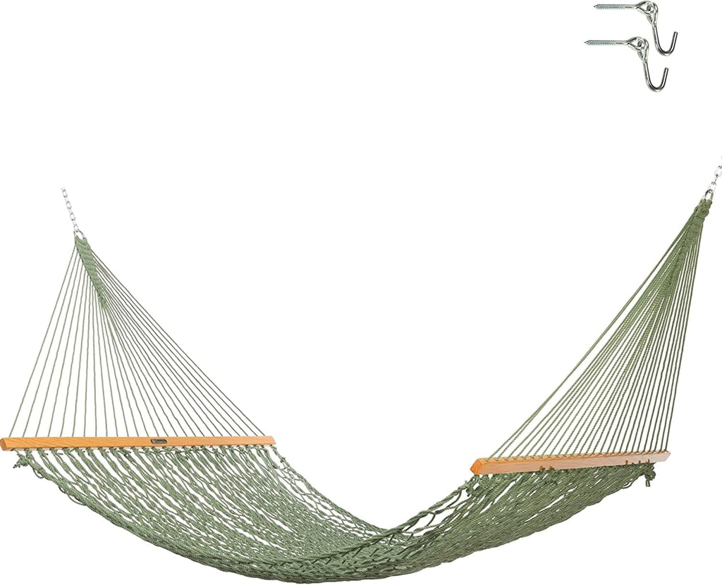 Original Pawleys Island Deluxe Meadow DuraCord Rope Hammock – 13 ft. x 65 in, 2-Person, 450 lb Capacity, Oak Spreader Bar, Zinc-Plated Hardware, Handcrafted in the USA