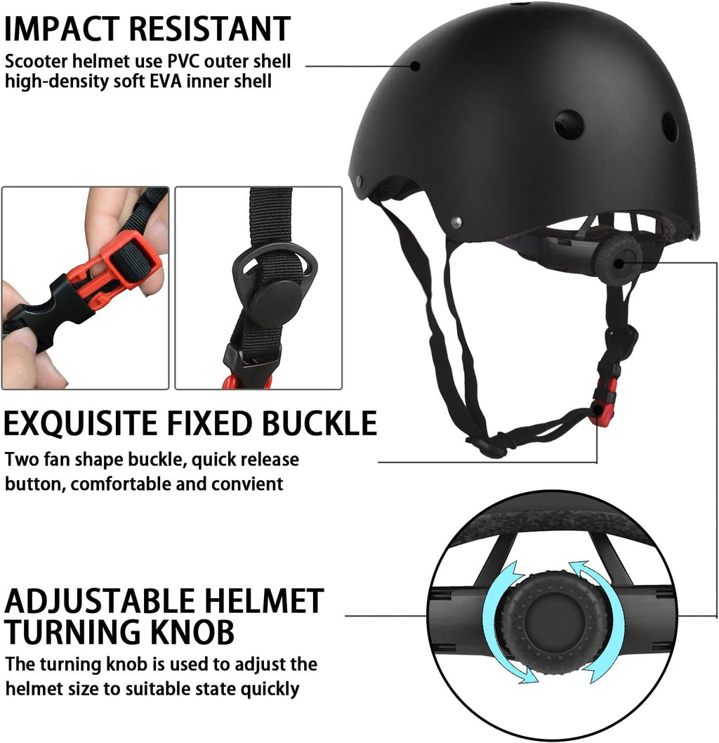 WayEee Kids Bike Helmet Set Knee Pads Adjustable Protective Gear, 3-14 Age