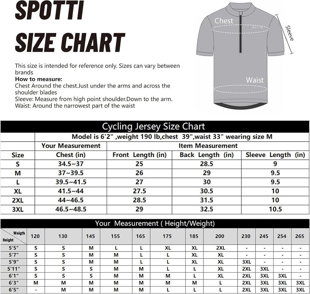 Spotti Men's Cycling Jersey Short Sleeve Half-Zip Bike Shirt, 4 Pockets