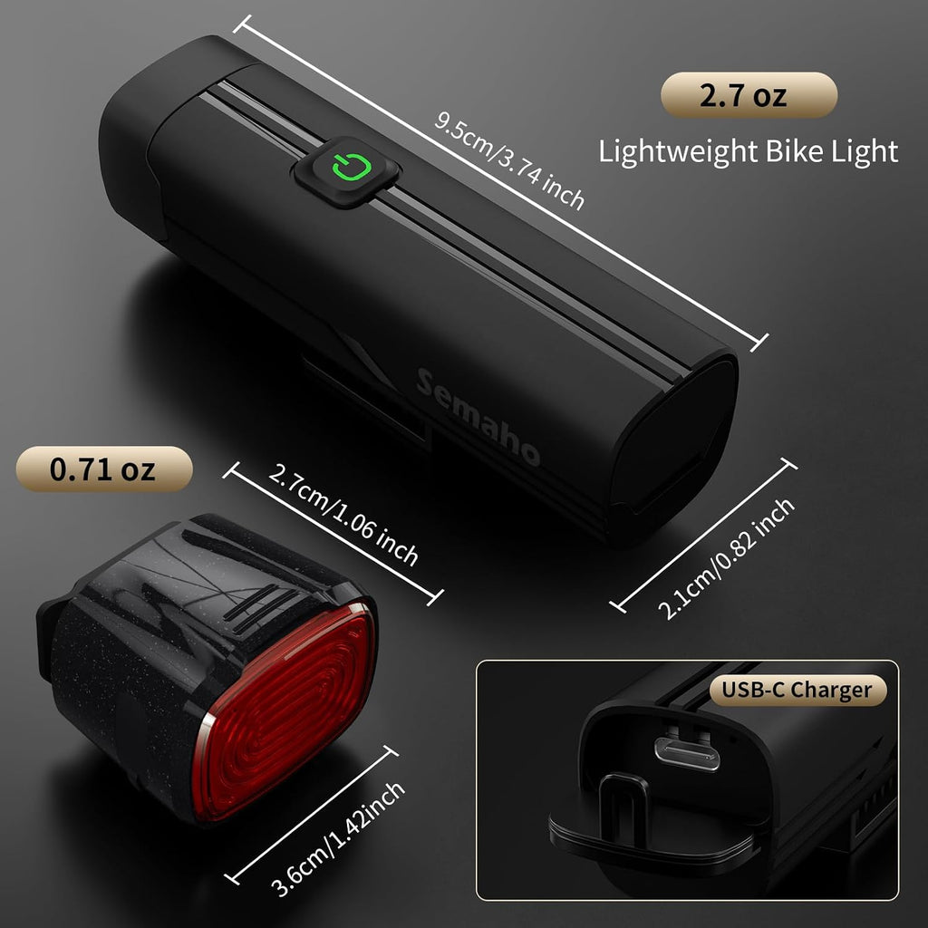 Bike Lights for Night Riding, Rechargeable Bicycle Light Front and Back, IP66 Waterproof, 4+6 Modes Headlight Taillight Set for Safety Urban Commuting
