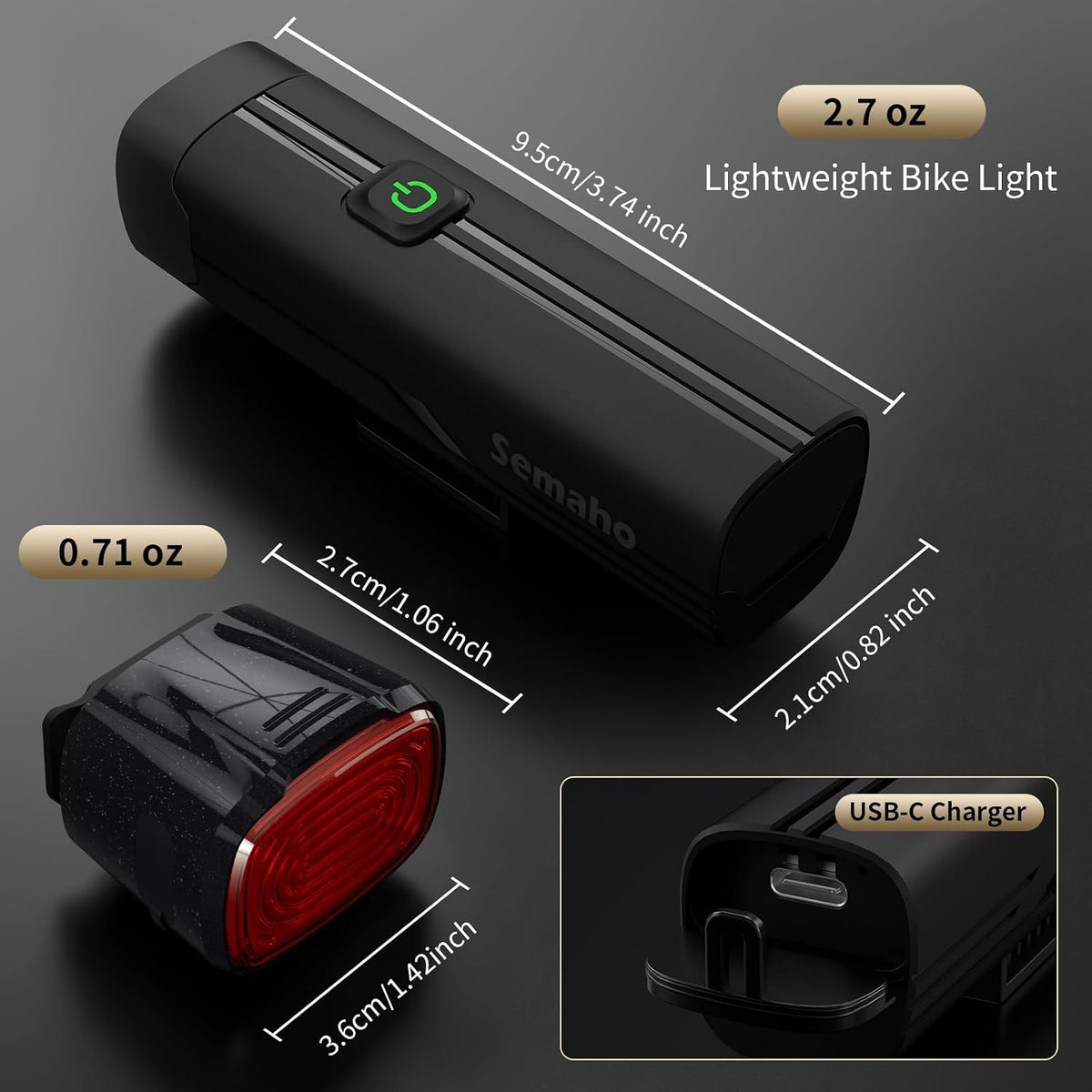 Bike Lights for Night Riding, Rechargeable Bicycle Light Front and Back, IP66 Waterproof, 4+6 Modes Headlight Taillight Set for Safety Urban Commuting